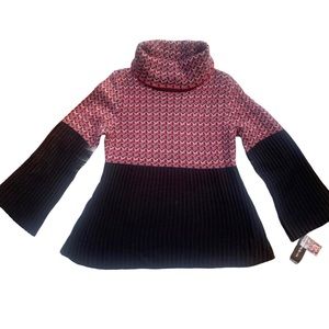NWT Style & Co Cowl Neck Tunic Pullover Sweater Womens Red & Black M